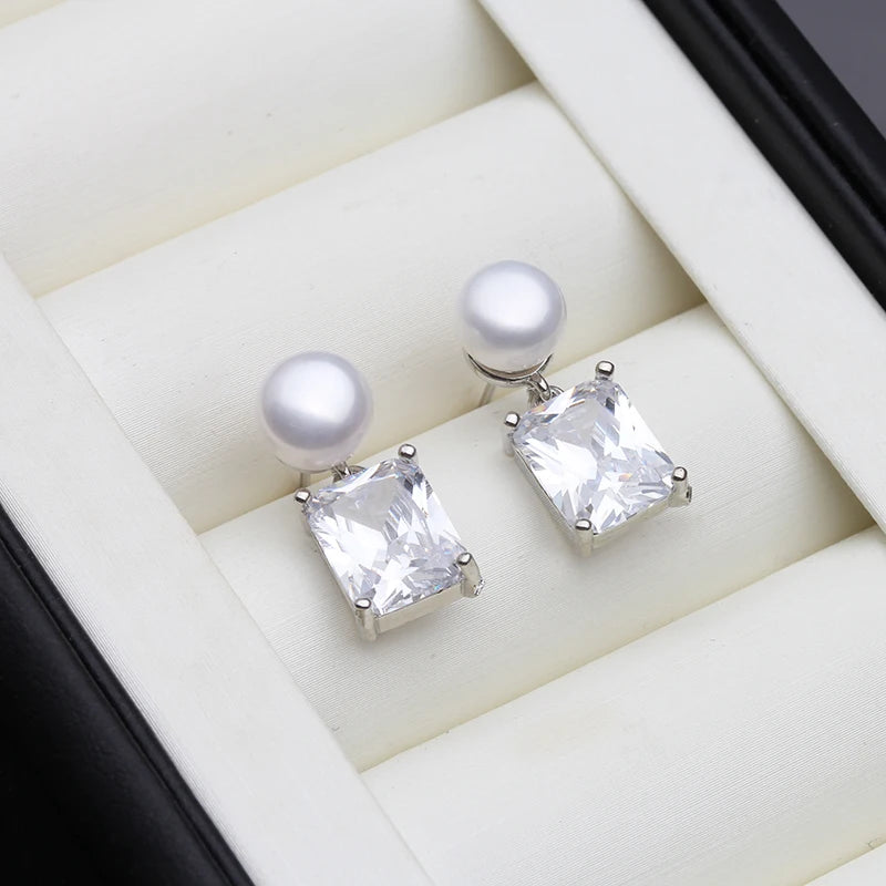 Natural Freshwater Pearl Earrings For Women,Hanging Silver 925 Pearl