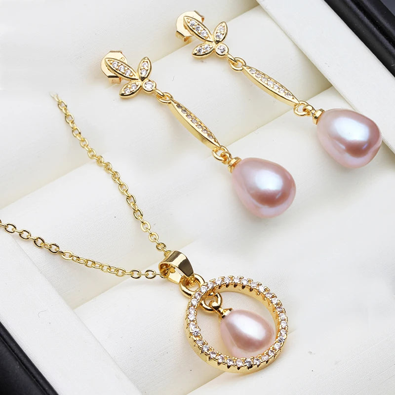 Natural Freshwater Pearl set Real925 Silver Pearl Set