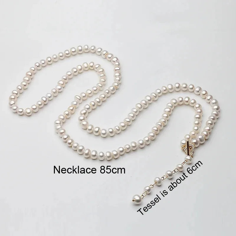 Freshwater Natural Long Pearl Necklace For Women,Wedding Pearl Pendant Necklace  85cm