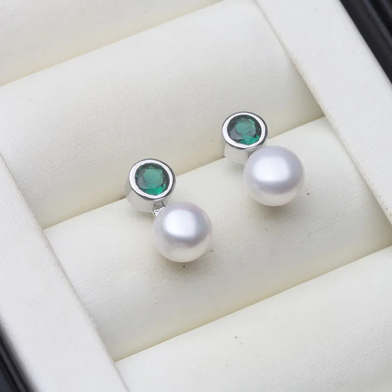 Genuine Silver 925 Stud Earrings Pearl Natural Fresh Water Mini Pearl Earrings