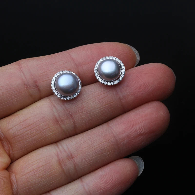 Genuine Freshwater Natural Pearl Stud Earrings  Beautiful Small Cute 925 Silver