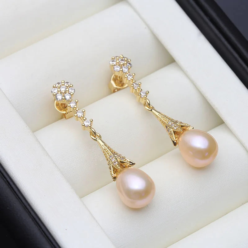 Real Freshwater Natural Pearl Drop Earrings