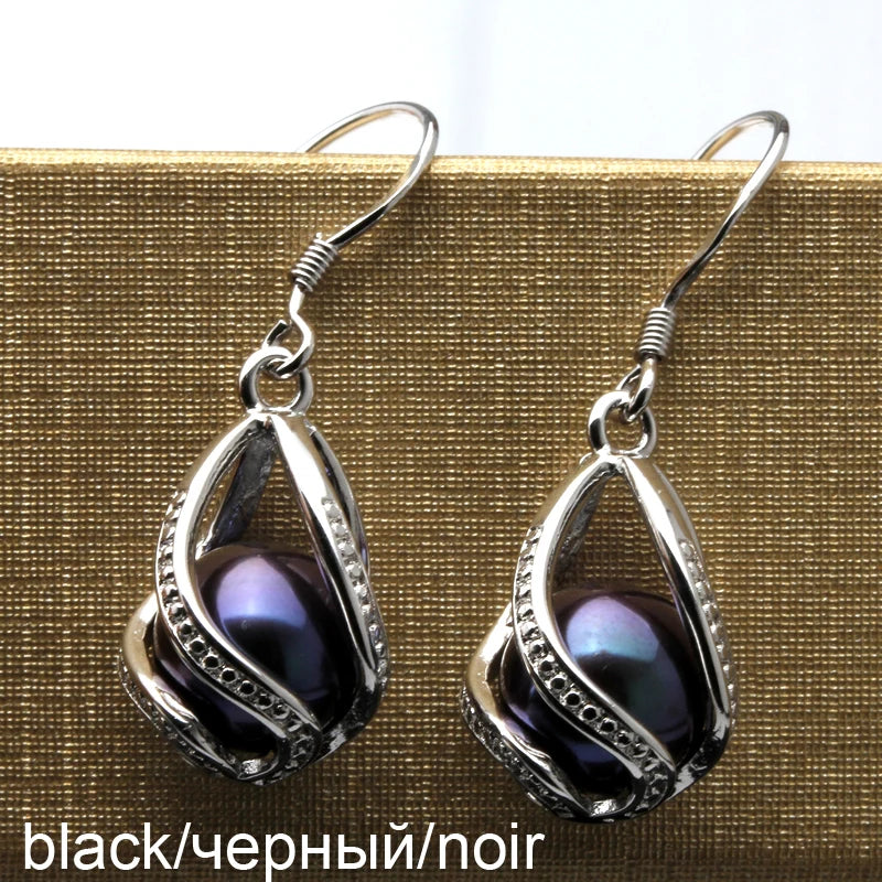 Pearl Earrings  Cute Real 925 Sterling Silver Natural Freshwater