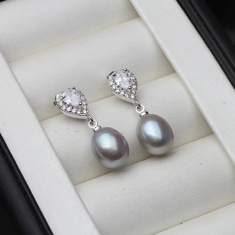 Real Freshwater Pearl Earring 925 Silver Natural Pearl Earring Drop