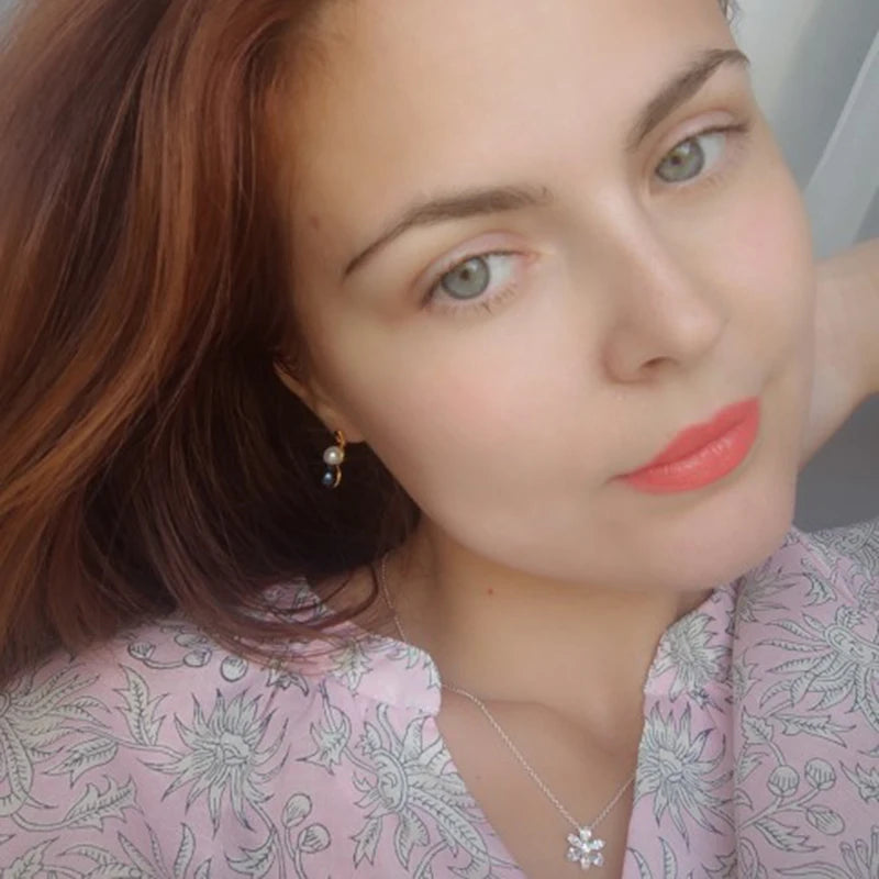 Real Natural Double Pearl Earrings