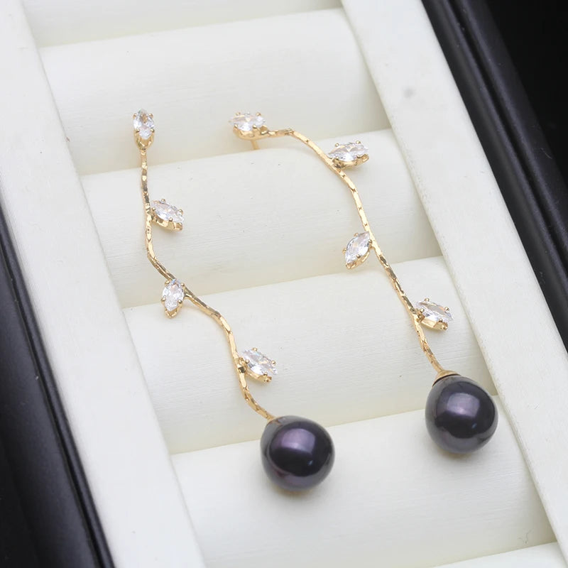 Cultured River Freshwater Pearl Earrings ,True Dangle Pearl Earring