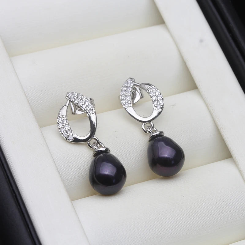 Natural Freshwater Stud Earrings With Pearls,Vintage Silver 925 Pearl Earrings