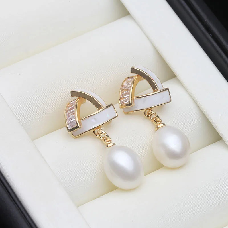 Freshwater Pearl Drop Earrings For Women,Cute Dangle Pearl Earrings