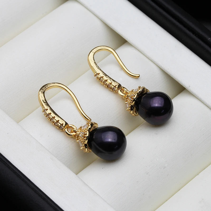 Earrings With Natural Pearls Woman,Real Natural Freshwater Gold Plated