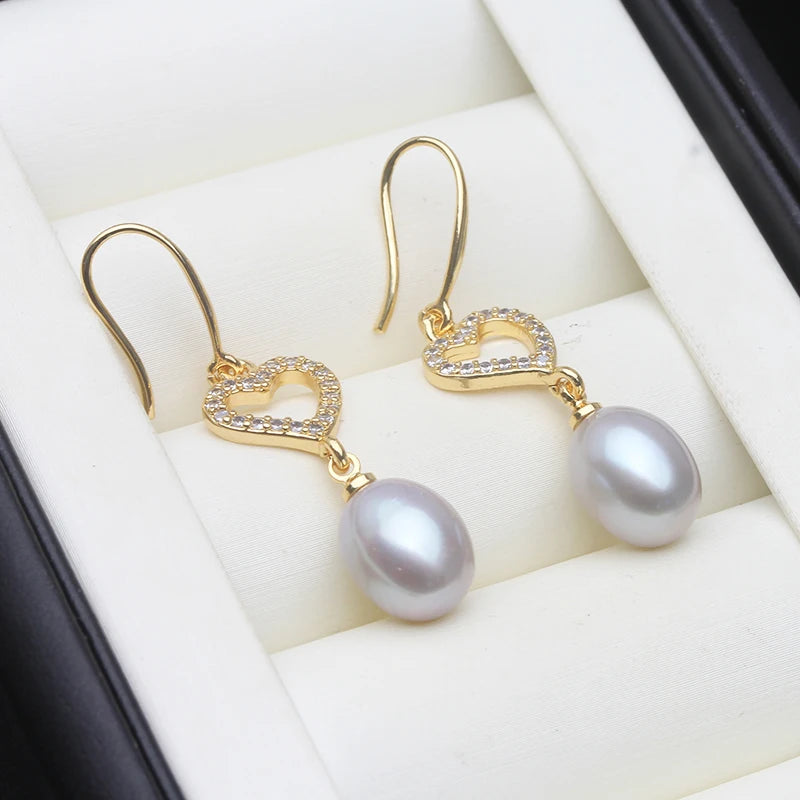 Real Freshwater Pearl Dangle Earrings For Women,Vintage Gold Plated Pearl Stud Earring