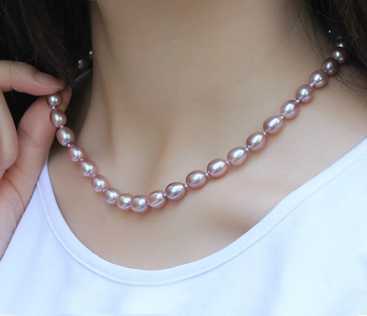 Freshwater Multicolor Pearl Necklace for Girls,Wedding Natural  Pearl Choker Necklaces