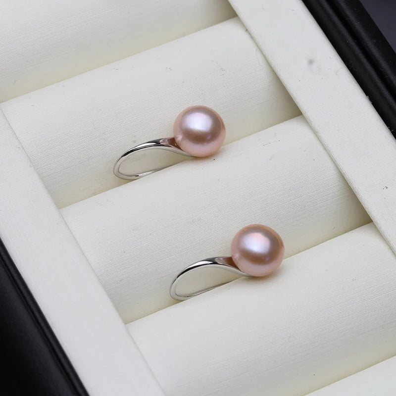 Gray Natural Pearl Earrings, 925 Sterling Silver Freshwater Pearl