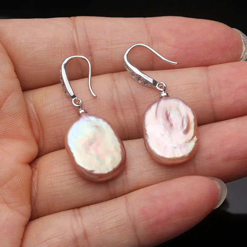 Trend Natural Baroque Pearl Earrings for Women Cute 925 Silver Pearl Earrings