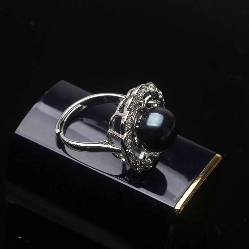 Real Freshwater Pearl Rings Women,White Adjustable Natural Cultured Pearl Rings 925 Silver