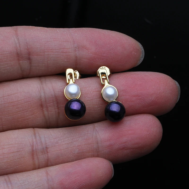 Real Natural Double Pearl Earrings