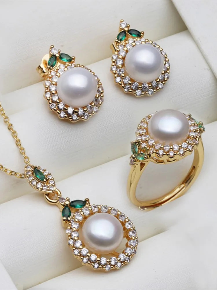 Set With Pearl Earrings And Necklace,Natural Freshwater Pearls Jewellery Set Luxury