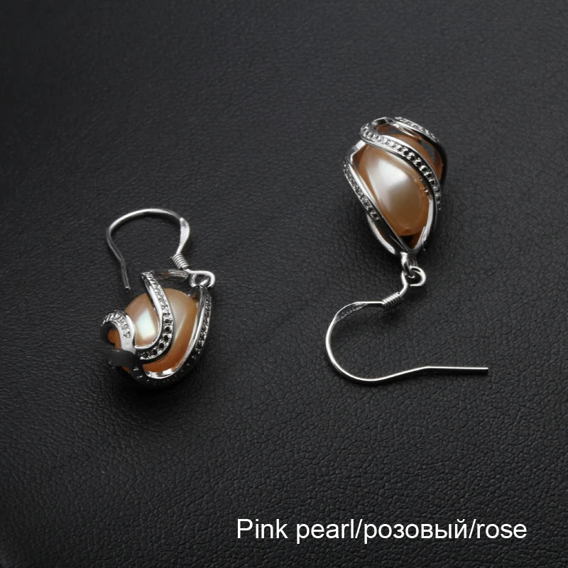 Pearl Earrings  Cute Real 925 Sterling Silver Natural Freshwater