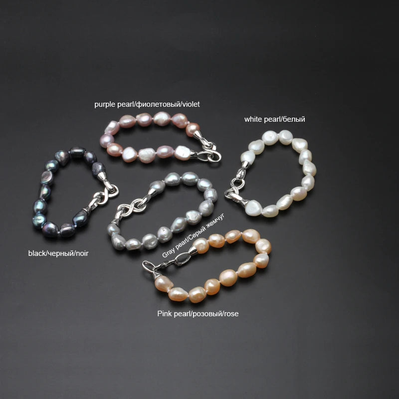 Charm Bracelet Fine Natural Freshwater Big Pearl 925 Sterling Silver Pearl Bracelet