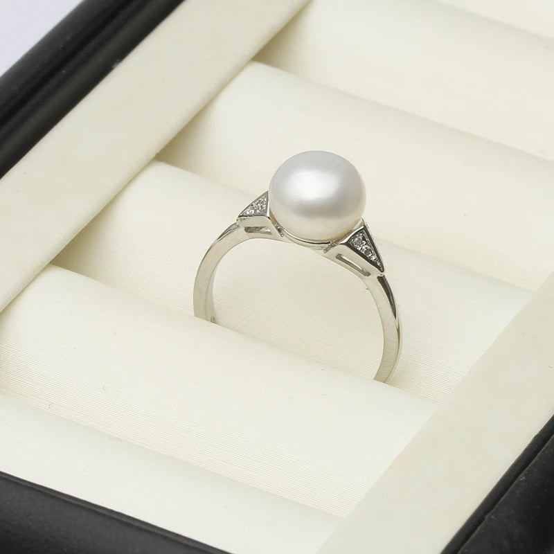 Real Natural Freshwater Pink Pearl Rings For Women,925 Sterling Silver Pearl Ring Adjustable