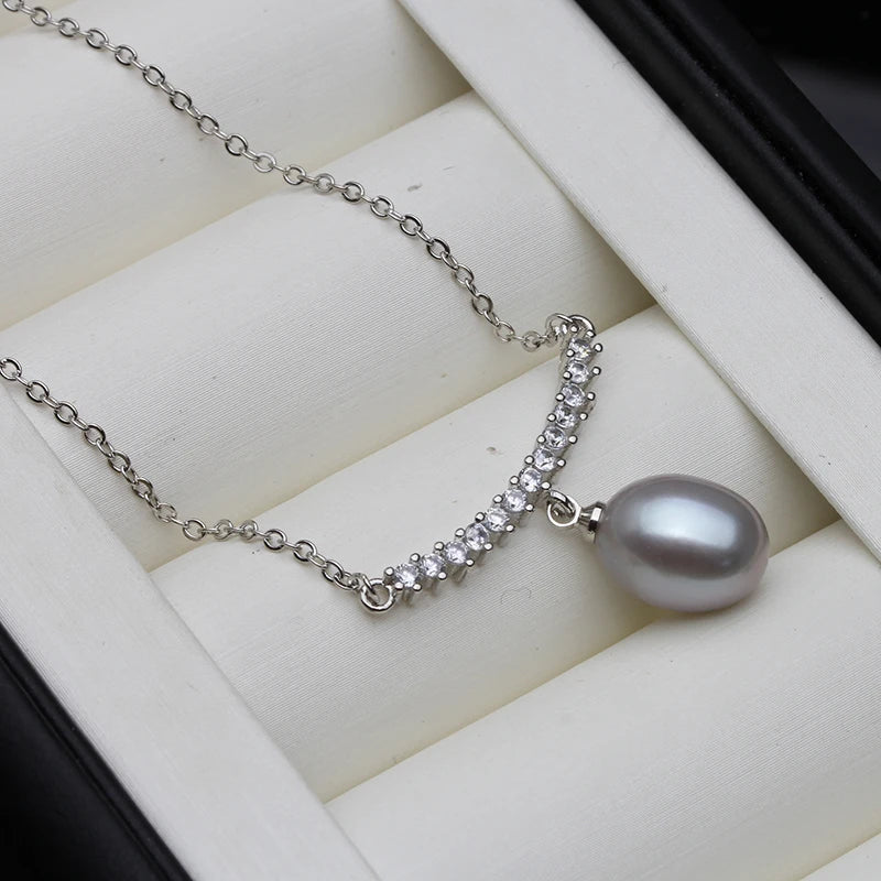 Trend Natural Freshwater Pearl Pendant for Women,Silver Pearl Jewelry Pendant 925