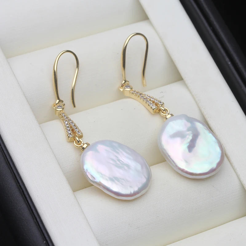 Real Big Natural Baroque Pearl Earring For Women,Boho Freshwater Pearl Earring
