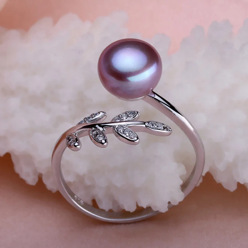 Natural Freshwater Pearl Ring Women,925 Sterling Silver Ring With Real Pearls