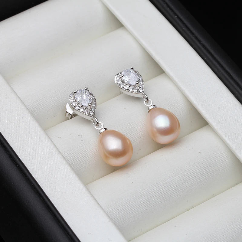 Real Freshwater Pearl Earring 925 Silver Natural Pearl Earring Drop