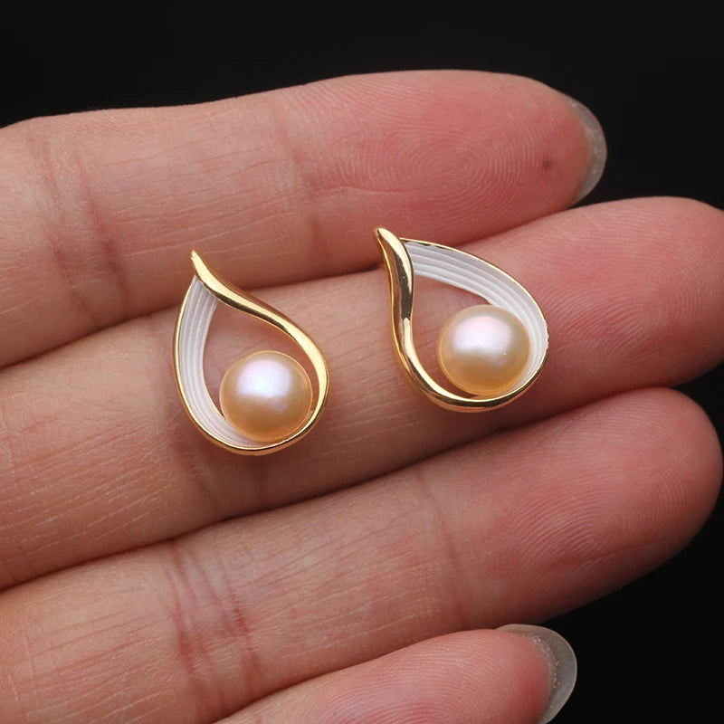 Real Freshwater Stud Earrings With Pearls,Natural Stud White Pearl Earrings Jewelry
