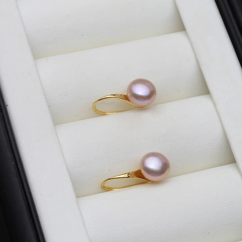 Natural Pearl Earrings, Cute Gold Plated Freshwater Pearl Earrings