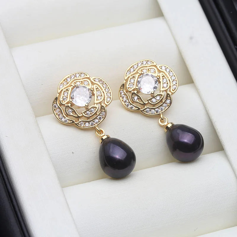 Genuine Freshwater Pearl Drop Earrings,Natural Dangle Pearl Earrings