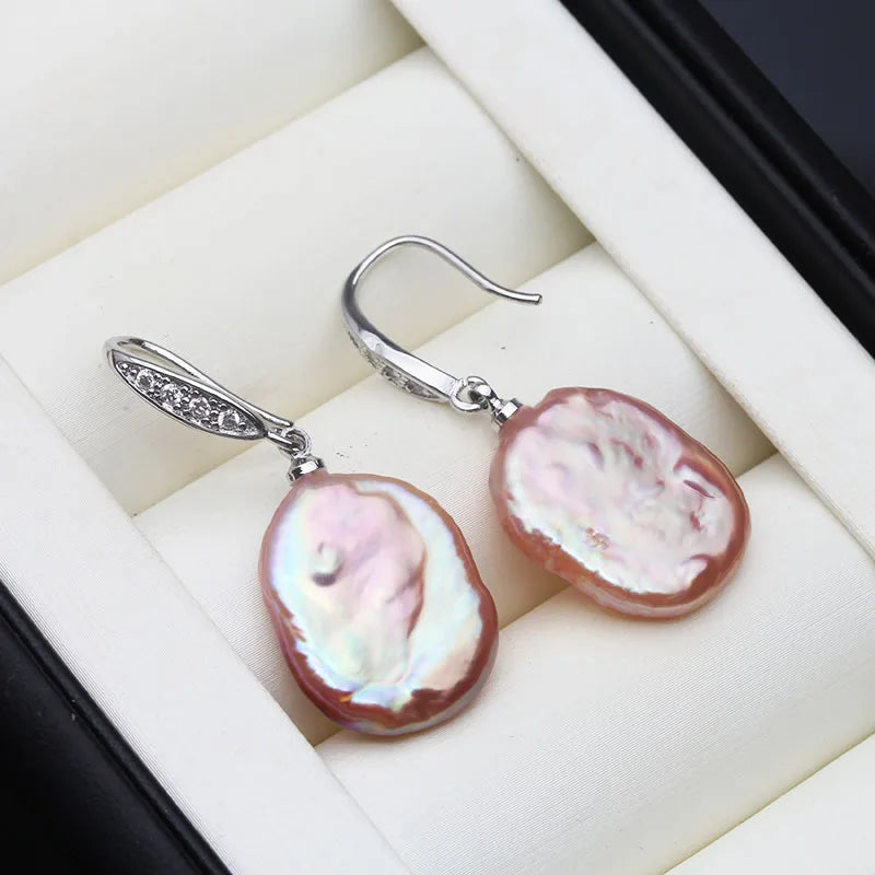 Trend Natural Baroque Pearl Earrings for Women Cute 925 Silver Pearl Earrings