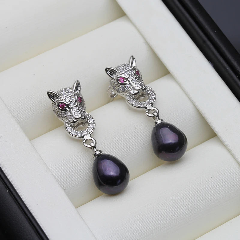 925 Sterling Silver Natural Freshwater Dangle Pearl Earrings