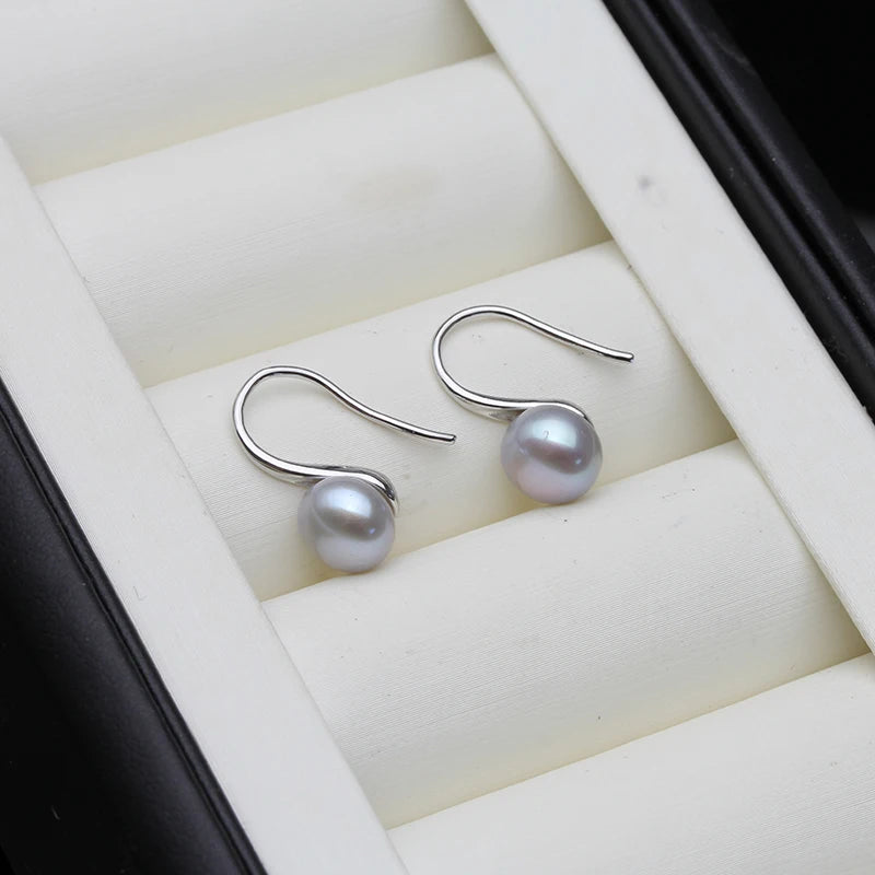 Natural pearl earrings freshwater cultured pearl earring jewelry 925 sterling silver earrings