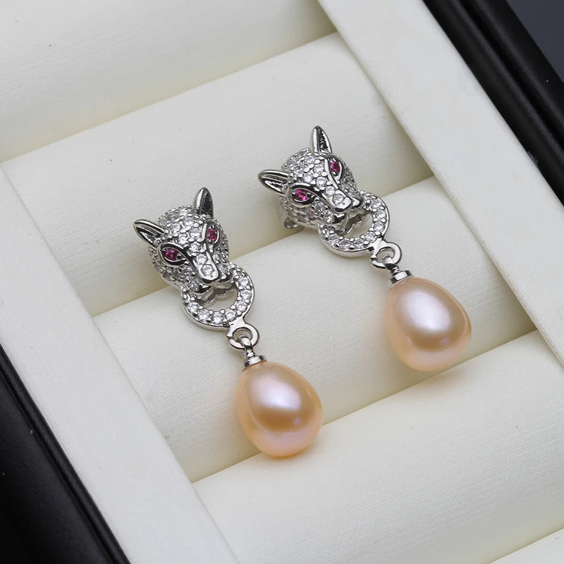 925 Sterling Silver Natural Freshwater Dangle Pearl Earrings