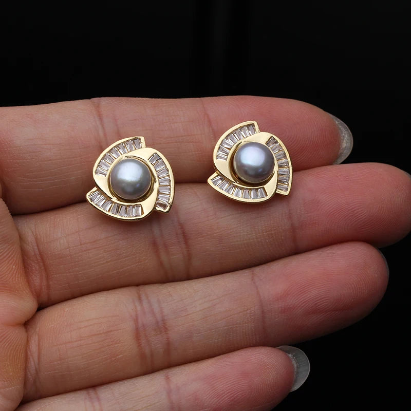 Real Pearl Necklace And Earring Set For Women,18K Gold Plated Elegant Pearl Jewelry Set