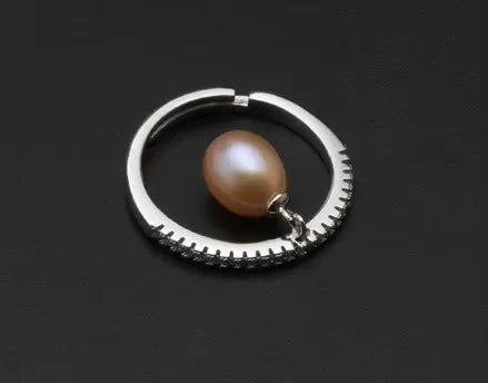 Genuine Freshwater Pearl Rings,925 Silver Pearl Ring Adjustable