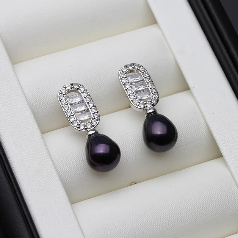 925 Sterling Silver Stud Earrings Pearl For Women,Beautiful Freshwater Natural Pearl Earring