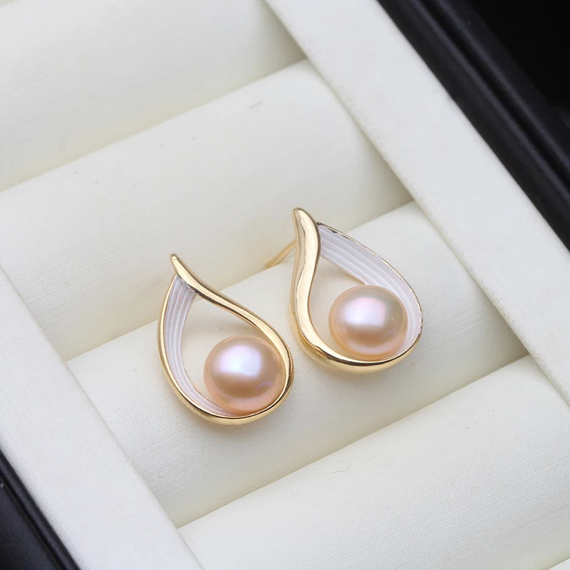 Real Freshwater Stud Earrings With Pearls,Natural Stud White Pearl Earrings Jewelry