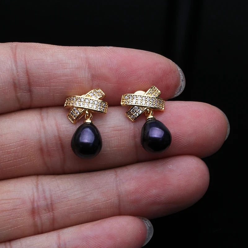 White Natural Pearl Woman Earrings, Fresh water Pearl Earrings Silver 925