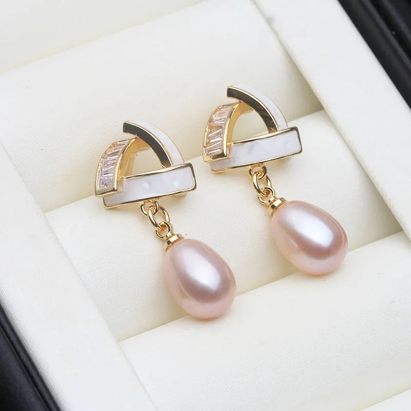 Freshwater Pearl Drop Earrings For Women,Cute Dangle Pearl Earrings