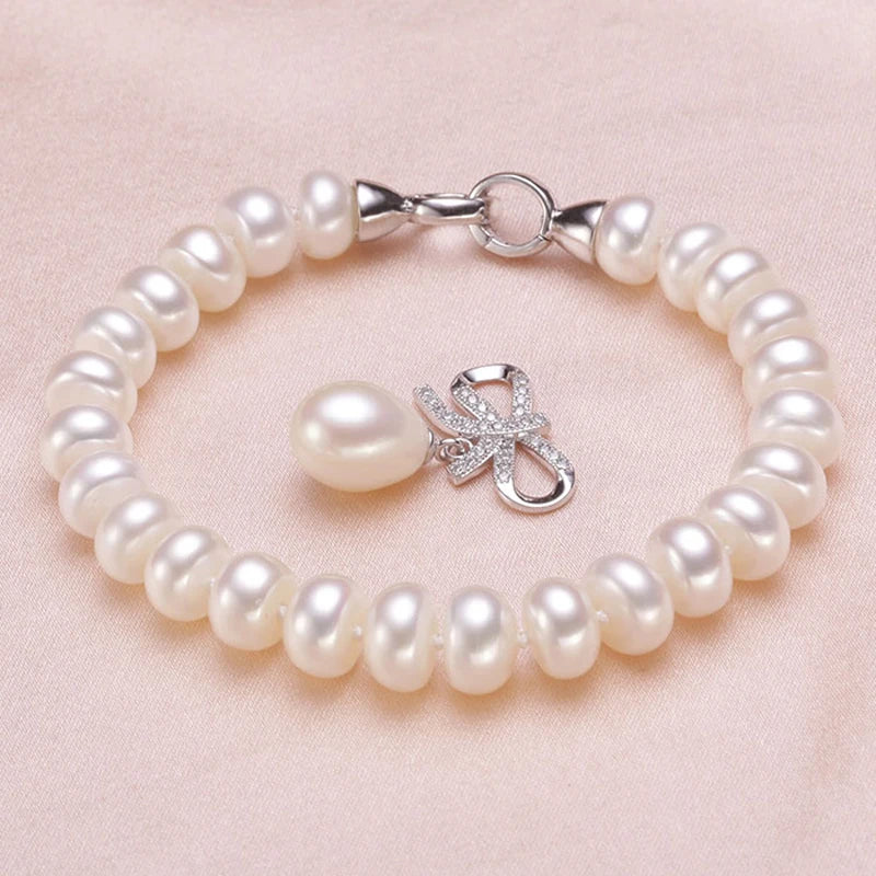 Freshwater Pearl Bracelet for Women,Real Natural Pearl Bracelets 925 Silver  Top Quality