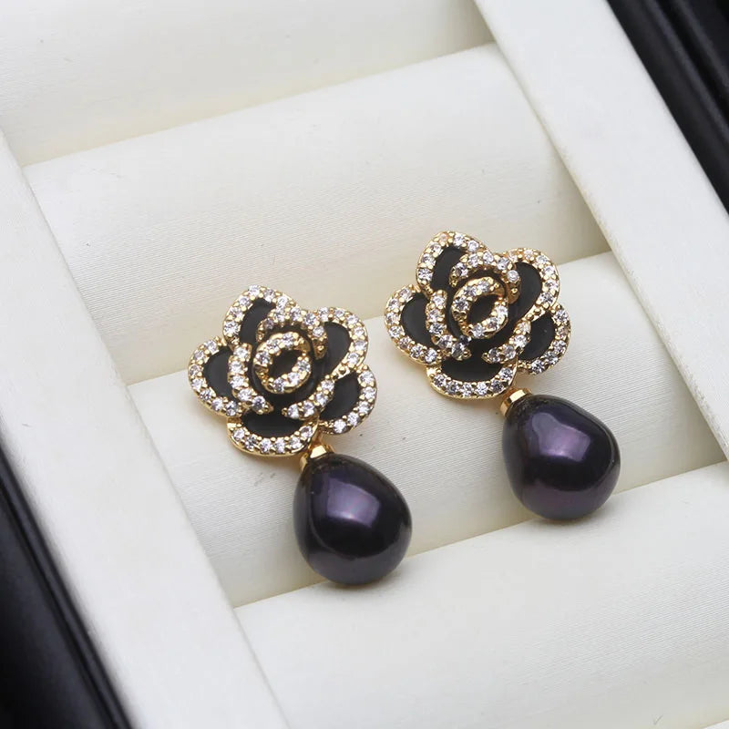 Freshwater Pearl Drop Earrings,Vintage Silver 925 Natural Pearl Earrings