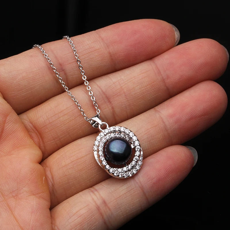 White Natural Freshwater Pearl Necklace Women,925 Sterling Silver Pearl Pendant