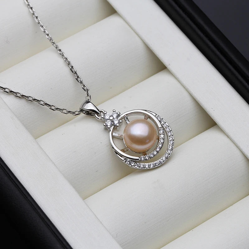 Real 925 Silverpearl Pendant On The Neck Women,Cultured Natural Fresh Water Pearl Pendant