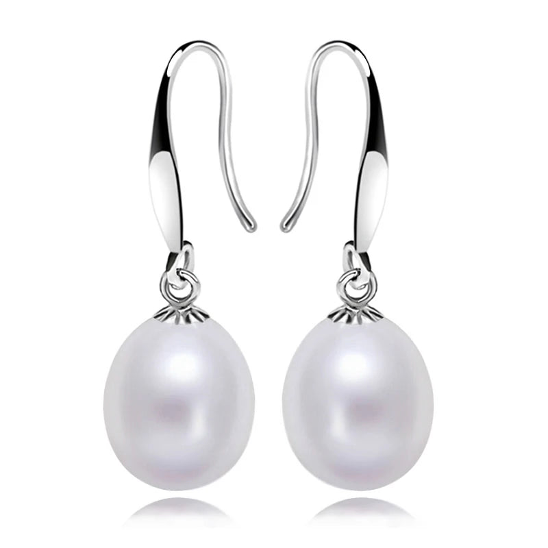 Real Freshwater Gray Pearl Earrings 925 Silver Black Natural Pearl Earring