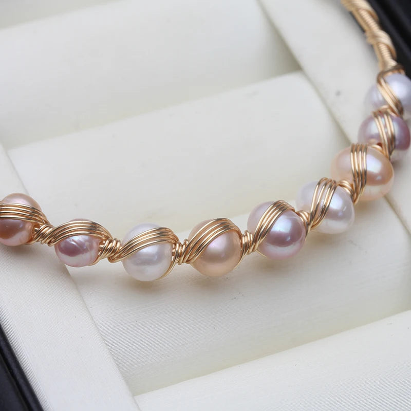 Real Freshwater Pearl Bracelet, Vintage Natural Pearl Bracelets Adjustable
