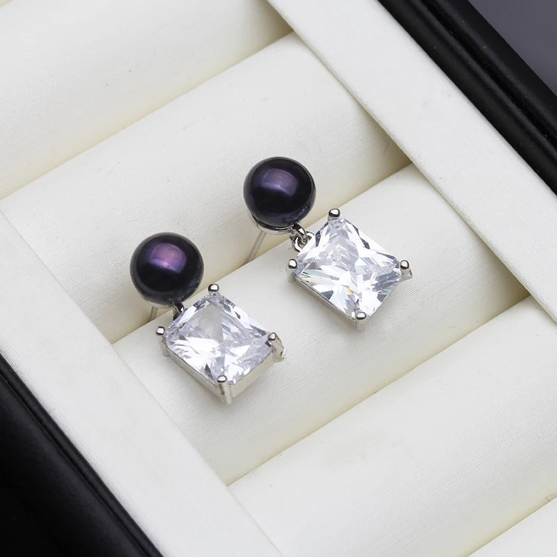 Natural Freshwater Pearl Earrings For Women,Hanging Silver 925 Pearl