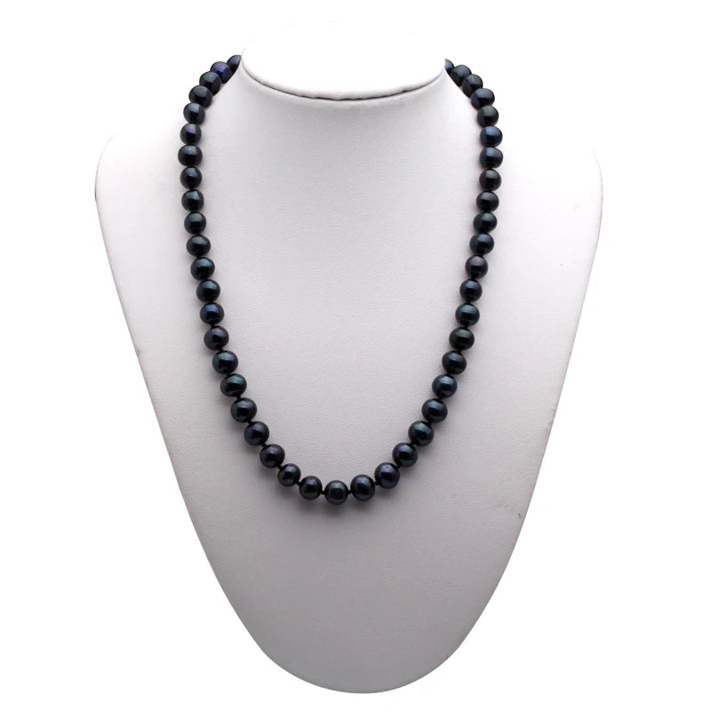 Natural Black Fresh Water Pearl Necklace For Women,Wedding Fine Beads Pearl Necklace