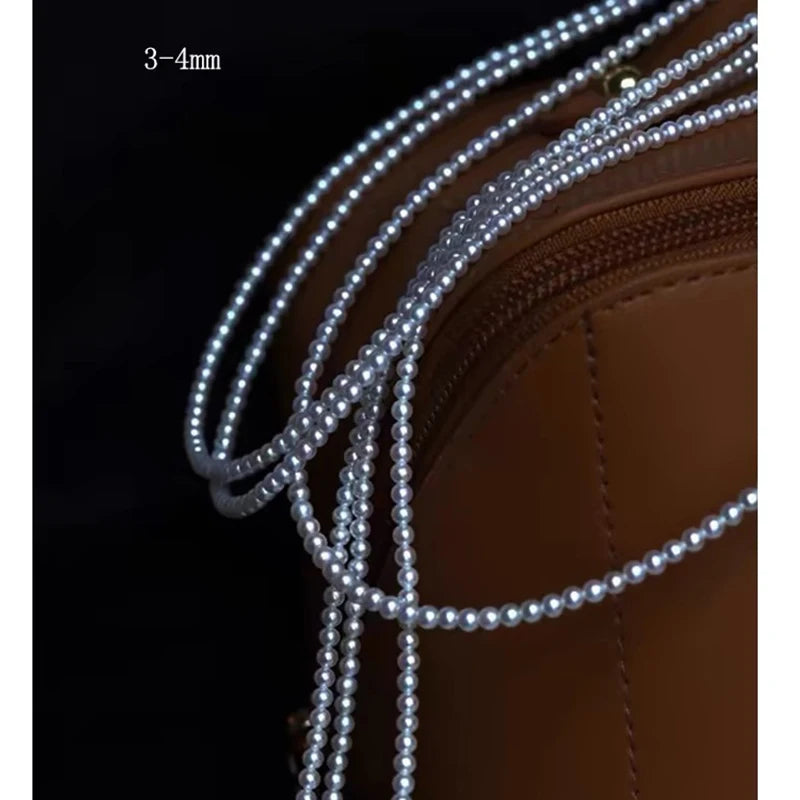3-4mm Natural Freshwater Round Small Pearl Necklace for Women 925 Silver Lock Top Quality