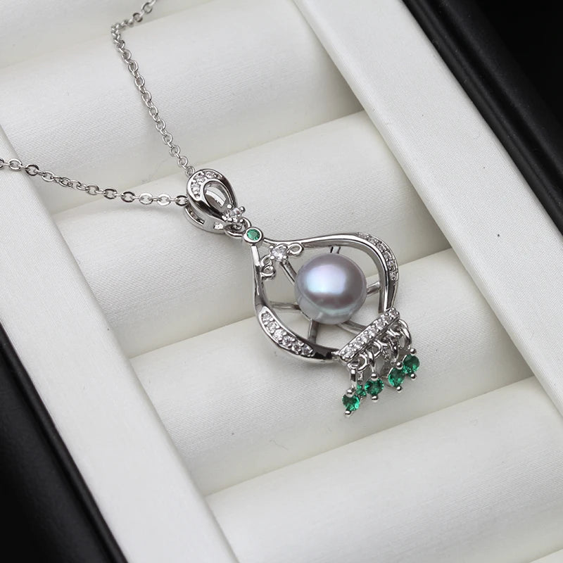 White Natural Fresh water Cultured Pearl Pendant Women,Wedding Silver Pearl Pendant 925